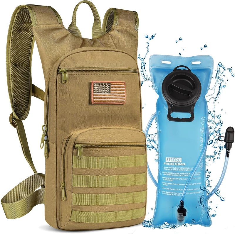 NOOLA 3L Hydration Backpack, Water Backpack with TPU Water Bladder, Tactical Hydration Pack for Men Women, Molle Water Backpack for Hiking, Biking, and Hunting - Image 1